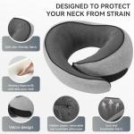 SZXYX Travel Pillows - 100% Pure Memory Foam Neck Pillow for Airplanes, Comfortable Breathable Cover, 360° Support Stowable Pillows for Sleeping, Car, Airport Travel Essentials Dark Grey
