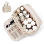 Narwey Large Travel Toiletry Bag, Wide-open Travel Bag for Toiletries, Toiletry Bags for Traveling Women, Cosmetic Make Up Makeup Bag Organizer with Wet Pocket, Skincare Bag (Light Checkerboard)