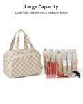Narwey Large Travel Toiletry Bag, Wide-open Travel Bag for Toiletries, Toiletry Bags for Traveling Women, Cosmetic Make Up Makeup Bag Organizer with Wet Pocket, Skincare Bag (Light Checkerboard)