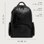 Nordweg Leather Laptop Backpack NW072B Lightweight Daypack for Work Travel and College Fits Laptops up to 15.6" Black