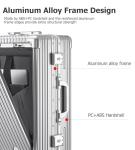 feilario 20in Aluminium Frame Zipperless PC Hard Shell Spinner Wheels Luggage, Built-In TSA lock Carry on Suitcase, with Cup Holder, USB Port, Phone Holder