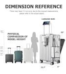 feilario 20in Aluminium Frame Zipperless PC Hard Shell Spinner Wheels Luggage, Built-In TSA lock Carry on Suitcase, with Cup Holder, USB Port, Phone Holder