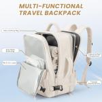 Beraliy Travel Backpack, Large Carry On Backpack, Personal Item Travel Bag, Airline Approved 17 Inch Laptop Backpack, College Weekender Business Hiking Bag, Beige