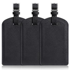3 Pack Luggage Tags for Suitcases, TSA Approved Bag Tags, Baggage Tags with Privacy Protection, Travel Essentials Luggage Accessories, Black
