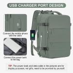 coofay Carry on Backpack Travel Backpack, Olive Green-expandable