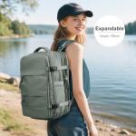 coofay Carry on Backpack Travel Backpack, Olive Green-expandable