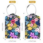 2Pack Luggage Tags for Suitcases, Cute Unique Pu Leather Cruise Luggage Tag with Privacy Cover ID Label Address Card and Metal Ring Suitable for Women Men Kids Travel Bag Colorful Flowers 1