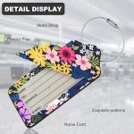 2Pack Luggage Tags for Suitcases, Cute Unique Pu Leather Cruise Luggage Tag with Privacy Cover ID Label Address Card and Metal Ring Suitable for Women Men Kids Travel Bag Colorful Flowers 1