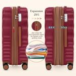 Rosamo 5 piece Luggage Set Expandable Suitcase 22x14x9 Airline Approved Carry on, ABS Hard Case Suitcases with Spinner Wheels, TSA Lock (Red)