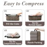 U+U 4 Set Compression Packing Cubes - Ultralight Travel Organizers, Space-Saving Suitcase Organizer, Expandable Packing Cubes for Travel, Business Trip and Family Vacation (Leopard)