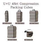 U+U 4 Set Compression Packing Cubes - Ultralight Travel Organizers, Space-Saving Suitcase Organizer, Expandable Packing Cubes for Travel, Business Trip and Family Vacation (Leopard)