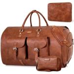 Garment Bag for Travel, Convertible Carry on Garment Duffel Bag for Men 3Pcs, Faux Leather Waterproof Large Weekender Bag for Men 2 in 1 Hanging Suitcase Suit Dress Business Travel Bag