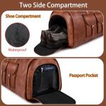 Garment Bag for Travel, Convertible Carry on Garment Duffel Bag for Men 3Pcs, Faux Leather Waterproof Large Weekender Bag for Men 2 in 1 Hanging Suitcase Suit Dress Business Travel Bag
