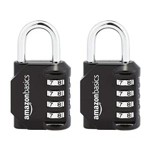 Amazon Basics 4-Digit Combination Lock for Gym and Sports, 2-Pack, Black