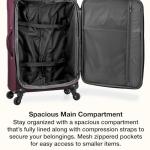 U.S. Traveler Anzio Softside Expandable Spinner Luggage, Burgundy, Carry-on 22-Inch