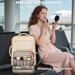 Taygeer Personal Item Travel Bag, Underseat 40L Spirit Airlines Personal Item Bag 18x14x8 with Makeup Compartment, 18x14x8 Inches Carry on Backpack for Women Fits Spirit Frontier Allegiant, Beige