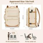 Taygeer Personal Item Travel Bag, Underseat 40L Spirit Airlines Personal Item Bag 18x14x8 with Makeup Compartment, 18x14x8 Inches Carry on Backpack for Women Fits Spirit Frontier Allegiant, Beige