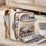 Taygeer Personal Item Travel Bag, Underseat 40L Spirit Airlines Personal Item Bag 18x14x8 with Makeup Compartment, 18x14x8 Inches Carry on Backpack for Women Fits Spirit Frontier Allegiant, Beige
