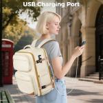 Taygeer Personal Item Travel Bag, Underseat 40L Spirit Airlines Personal Item Bag 18x14x8 with Makeup Compartment, 18x14x8 Inches Carry on Backpack for Women Fits Spirit Frontier Allegiant, Beige