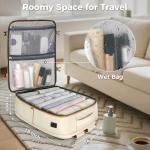 Taygeer Personal Item Travel Bag, Underseat 40L Spirit Airlines Personal Item Bag 18x14x8 with Makeup Compartment, 18x14x8 Inches Carry on Backpack for Women Fits Spirit Frontier Allegiant, Beige