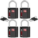 TSA Approved Luggage Locks, Ultra-Secure Dimple Key Travel Locks with Zinc Alloy Body, Black 4 Pack