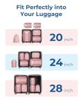 BAGSMART Compression Packing Cubes, 6 PCS Packing Cubes for Suitcases, Travel Bags Organizer for Luggage, Lightweight Packing Cube for Travel Essentials, Pink