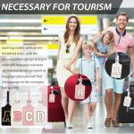 Personalized Initial Luggage Tags for Suitcases, Leather Chenille Letter Cute Luggage Tags with Privacy Name Card, Embroidered Travel Bag Backpack Tag Gifts for Women Kids Girls Teens(Pink-A)