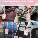 Personalized Initial Luggage Tags for Suitcases, Leather Chenille Letter Cute Luggage Tags with Privacy Name Card, Embroidered Travel Bag Backpack Tag Gifts for Women Kids Girls Teens(Pink-A)