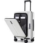 Haimyren 20“ Expandable Carry on Luggage Front Opening, 22x14x9 Airline Approved Hardshell Spinner Suitcase with Wheels, TSA Lock, Lightweight Durable Travel Luggage (White, 20 inch)