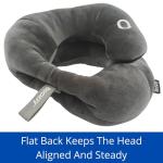 BCOZZY Flat Back Travel Neck Pillow – Patented Neck Pain Relief & Support for Head, Neck, and Chin. Ideal for Airplanes, Long Flights, Car Rides. Adjustable, Washable, with Carry Bag. Large, Navy