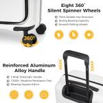 Haimyren 20“ Expandable Carry on Luggage Front Opening, 22x14x9 Airline Approved Hardshell Spinner Suitcase with Wheels, TSA Lock, Lightweight Durable Travel Luggage (White, 20 inch)