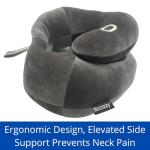 BCOZZY Flat Back Travel Neck Pillow – Patented Neck Pain Relief & Support for Head, Neck, and Chin. Ideal for Airplanes, Long Flights, Car Rides. Adjustable, Washable, with Carry Bag. Large, Navy