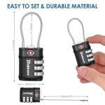 4 Pack TSA Approved Luggage Locks, Combination Travel Cable Lock, 3-Digit Waterproof Padlock, Zinc Alloy Outdoor Keyless Resettable Lock for Travel, Lockers, Bags, Backpack, Gym, Gate-by BRILLIRARE