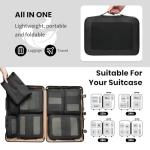 Prezon 8 Set/6 Set/4 Set Compression Packing Cubes for Travel, Lightweight Vacation Travel Essentials, Accessories for Suitcase Organizer Bags Set, Durable Luggage Organizer （8-Square-Black）