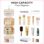 TOPEAST Travel Toiletry Bag for Women - Hanging Toiletry Bag, Personalized Initial Toiletry Bags for Traveling Women, Portable Travel Toiletry Bag for Toiletries, Cosmetics - Letter H,Pink