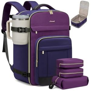 LOVEVOOK 40L Travel Backpack - Carry On & Personal Item for Women & Men, Spacious & Durable with 3 Packing Cubes