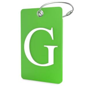Shacke Luggage Tag Initial – Fully Bendable Tag w/Stainless Steel Loop (Letter G)