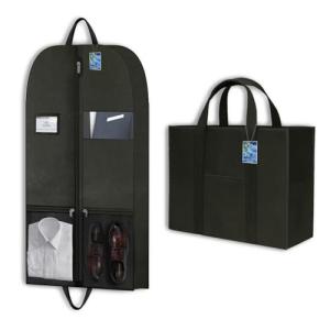 Heavy Duty Clothing Storage Large Garment Bag for Hanging Clothes Travel and Moving, Zippered Breathable Closet Organizer, Protector for Suits Dresses and Seasonal Storage, Black Design