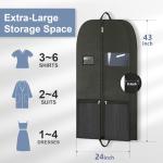Heavy Duty Clothing Storage Large Garment Bag for Hanging Clothes Travel and Moving, Zippered Breathable Closet Organizer, Protector for Suits Dresses and Seasonal Storage, Black Design