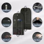Heavy Duty Clothing Storage Large Garment Bag for Hanging Clothes Travel and Moving, Zippered Breathable Closet Organizer, Protector for Suits Dresses and Seasonal Storage, Black Design