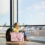 Leather Travel Bag with Shoe Pouch,Weekender Overnight Bag Waterproof PU Leather Large Carry On Bag Travel Tote Duffel Bag for Men or Women-Pink