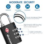 2 Pack TSA Approved Travel Luggage Locks, Suitcase Combination Lock, Keyless 3-Digit Zipper Padlocks, TSA Accepted Compatible Padlock for Gym Locker, Golf Bag Case, Backpack-Black