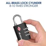 2 Pack TSA Approved Travel Luggage Locks, Suitcase Combination Lock, Keyless 3-Digit Zipper Padlocks, TSA Accepted Compatible Padlock for Gym Locker, Golf Bag Case, Backpack-Black