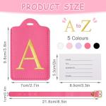 Initial Luggage Tags for Suitcases, Cute Embroidered Letter Luggage Bag Suitcase Identifier Name Baggage Tag, PU Leather Travel Luggage Tags, Bag Tags for Men Women Kids Luggage Handbags(Rosered A)