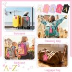 Initial Luggage Tags for Suitcases, Cute Embroidered Letter Luggage Bag Suitcase Identifier Name Baggage Tag, PU Leather Travel Luggage Tags, Bag Tags for Men Women Kids Luggage Handbags(Rosered A)