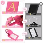 Initial Luggage Tags for Suitcases, Cute Embroidered Letter Luggage Bag Suitcase Identifier Name Baggage Tag, PU Leather Travel Luggage Tags, Bag Tags for Men Women Kids Luggage Handbags(Rosered A)
