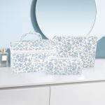 URSKYTOUS 3Pcs Makeup Bag Quilted Cosmetic Bag Set Bow Travel Large Makeup Pouch for Women Cute Portable Cotton Toiletry Bag Skincare Organizer Coquette Vintage Travel Essential