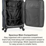 U.S. Traveler Anzio Softside Expandable Spinner Luggage, Dark Grey, Checked-Large 30-Inch
