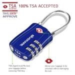 GIVERARE 2 Pack TSA Approved Luggage Locks, Combination Travel Cable Lock, Re-settable 3-Digit Padlocks with Alloy Body, Keyless TSA Padlock for Gym Locker, Golf Bag Case-Blue
