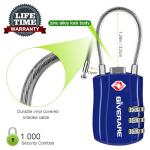 GIVERARE 2 Pack TSA Approved Luggage Locks, Combination Travel Cable Lock, Re-settable 3-Digit Padlocks with Alloy Body, Keyless TSA Padlock for Gym Locker, Golf Bag Case-Blue